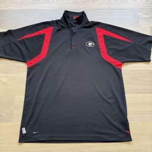 Vtg Nike Georgia Bulldogs Shirt Men XL Polo Red Black NCAA Football SEC 90s Y2K